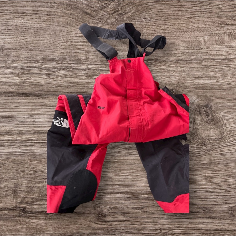 The North Face Red and Black Bib Overalls Goretex Vintage